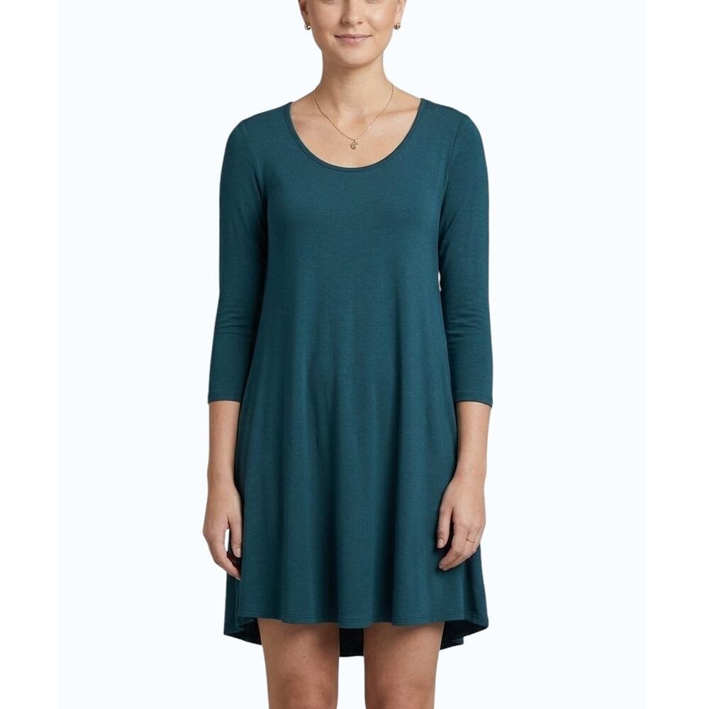 Laila Jayde 3/4 Sleeve Dress Green Scoop Neck Flare Women Small NWT